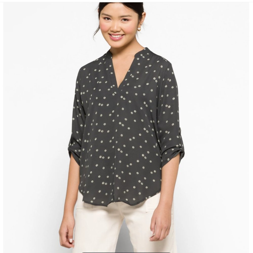 Lush Stitch fix Dark Grey Warren Split Neck Blouse XL